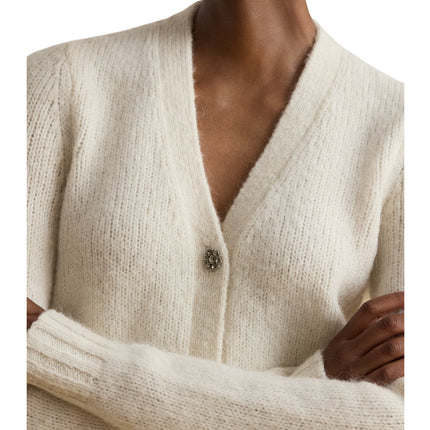 Polo Ralph Lauren Women's Wool-Blend Cropped V-Neck Cardigan Mascarpone Cream