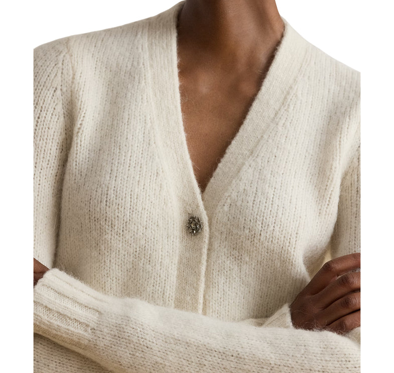 Polo Ralph Lauren Women's Wool-Blend Cropped V-Neck Cardigan Mascarpone Cream