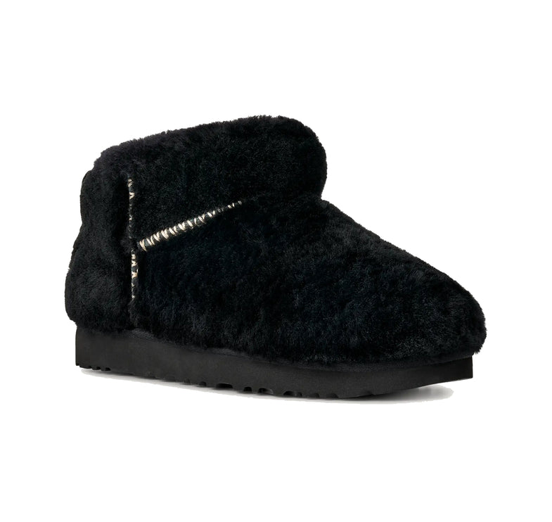 UGG Women's Classic Ultra Mini Fluffed Black