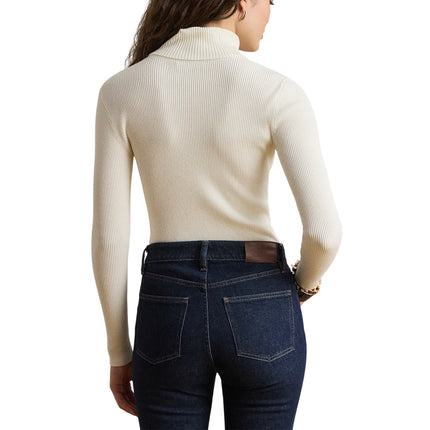 Polo Ralph Lauren Women's Cotton-Blend Ribbed Turtleneck Mascarpone Cream