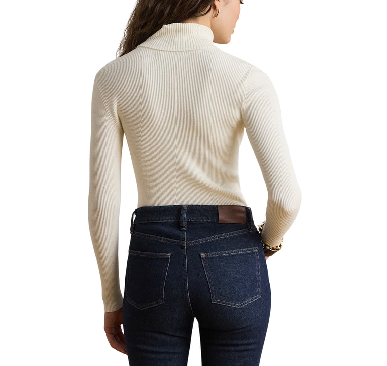 Polo Ralph Lauren Women's Cotton-Blend Ribbed Turtleneck Mascarpone Cream
