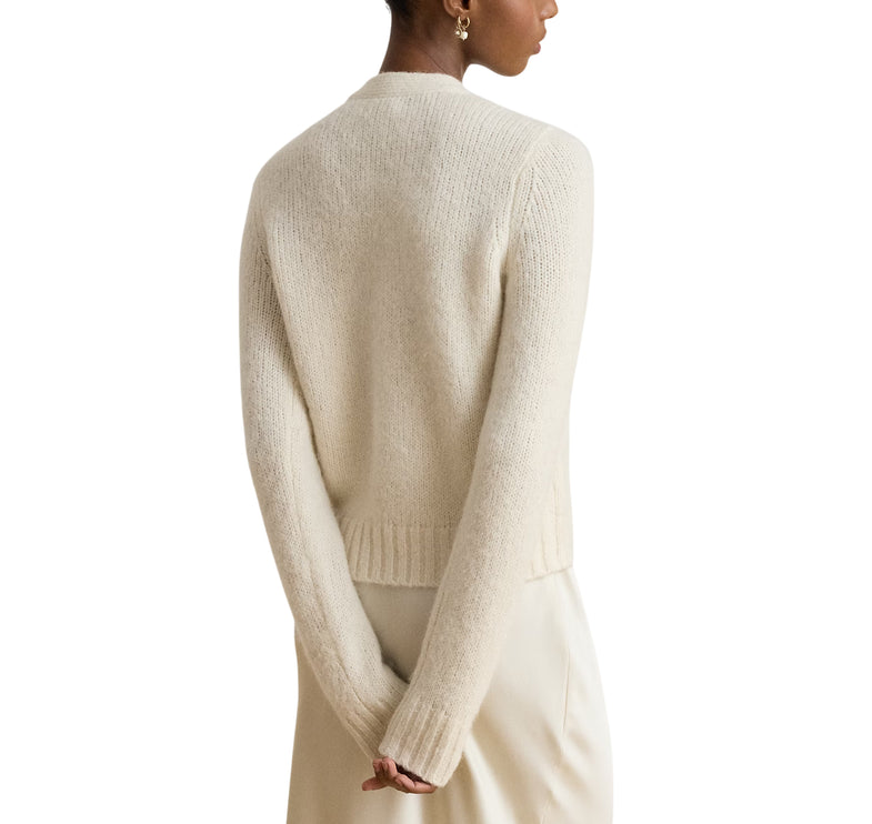 Polo Ralph Lauren Women's Wool-Blend Cropped V-Neck Cardigan Mascarpone Cream