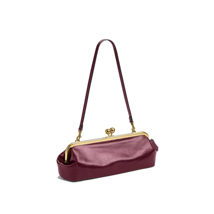 Coach Women's Kisslock Frame Bag 30 Brass/Dark Cherry