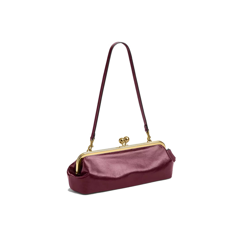 Coach Women's Kisslock Frame Bag 30 Brass/Dark Cherry