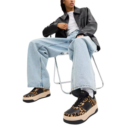 Coach Women's Platform Sneaker With Leopard Print Black/Leopard