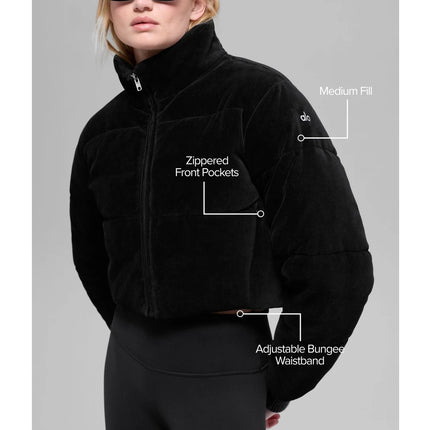 alo Women's Micro Corduroy Dreamy Puffer Black