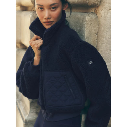 alo Women's Sherpa Edge Bomber Navy