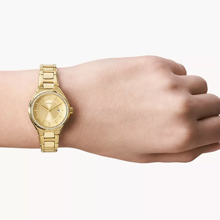 Fossil Women's Eevie Three Hand Date Gold Tone Stainless Steel Watch BQ3801