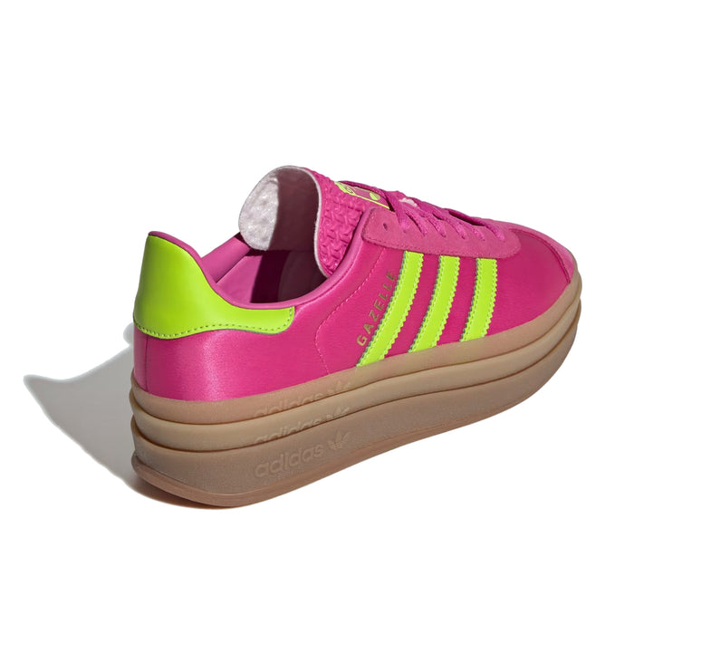 Adidas Women's Gazelle Bold Semi Lucid Fuchsia/Solar Slime/Gold Metallic JI2705