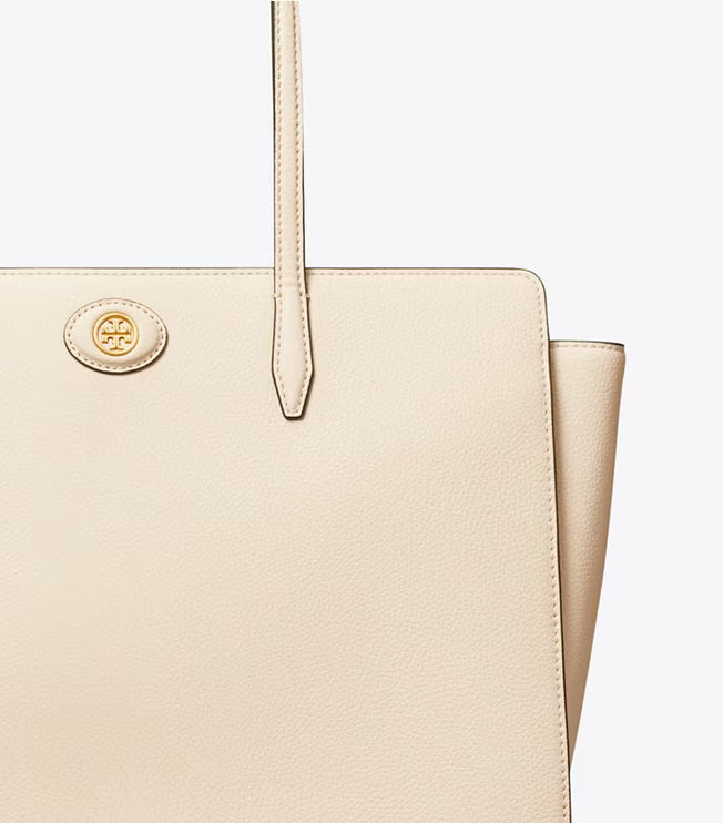 Tory Burch Women's Robinson Pebbled Tote New Cream