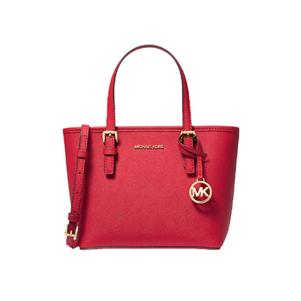 Michael Kors Women's Jet Set Travel Extra Small Saffiano Leather Top Zip Tote Bag Bright Red