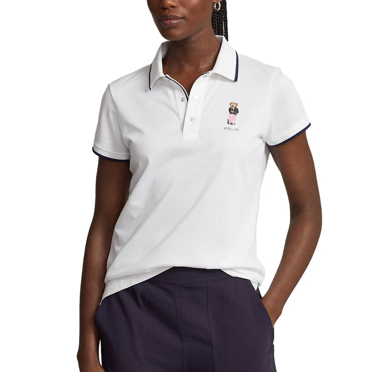 RLX Golf Women's Tailored Fit Polo Bear Polo Shirt Ceramic White
