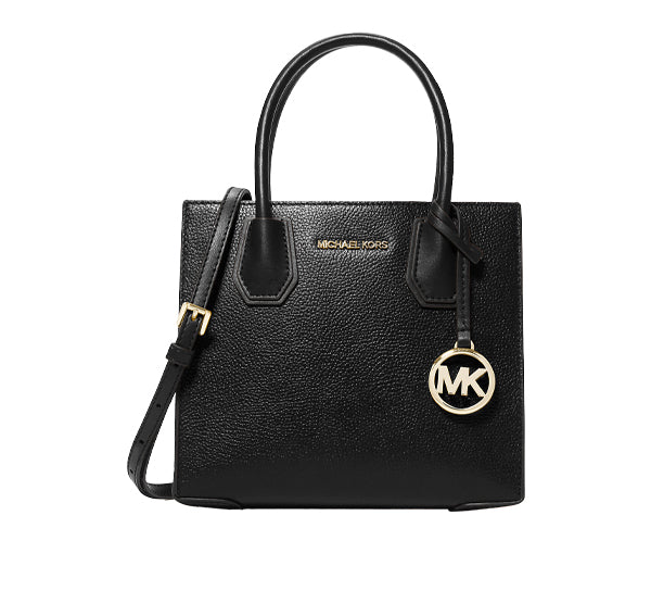 Michael Kors Women's Mercer Medium Pebbled Leather Crossbody Bag Black - Hemen Kargoda