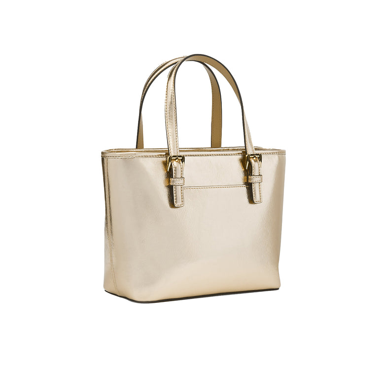 Michael Kors Women's Jet Set Travel Extra-Small Metallic Top-Zip Tote Bag Pale Gold