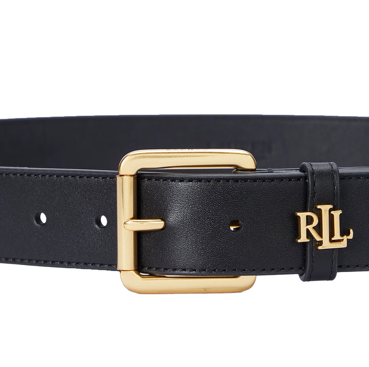Polo Ralph Lauren Women's Logo Keeper Leather Belt Black