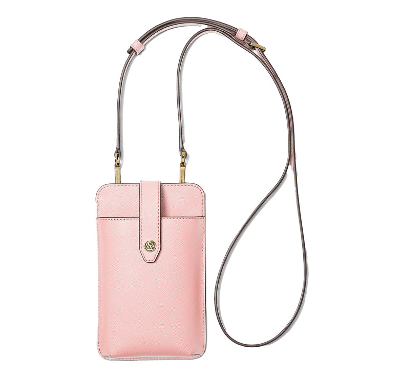 Michael Kors Women's Saffiano Leather Smartphone Crossbody Bag Powder Blush