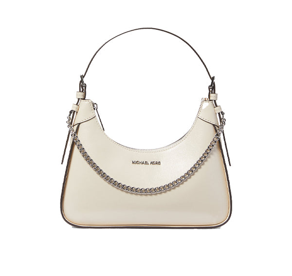 Michael Kors Women's Wilma Medium Leather Shoulder Bag Light Cream - Hemen Kargoda