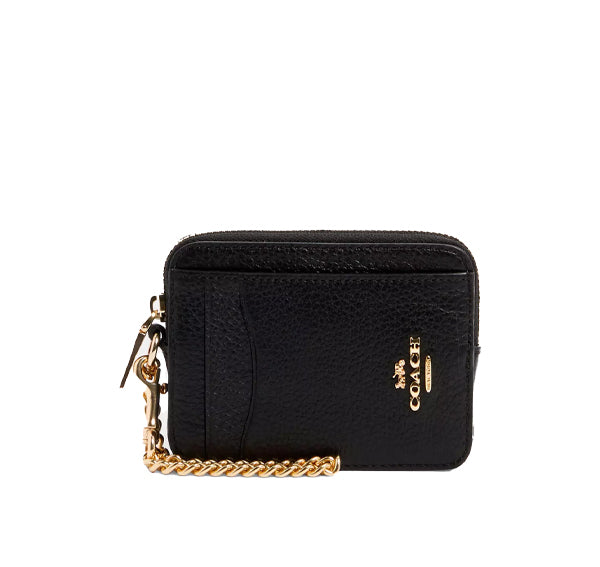 Coach Women's Zip Card Case Gold/Black