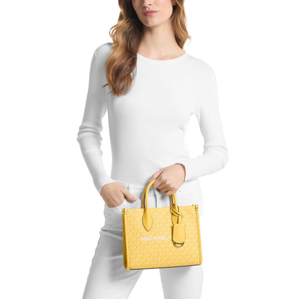 Michael Kors Women's Mirella Small Signature Logo Crossbody Bag Golden Yellow