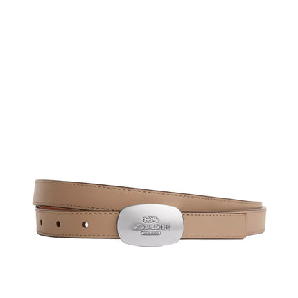 Coach Women's Signature Buckle Cut To Size Reversible Eliza Belt, 18 Mm Silver/Taupe/Redwood