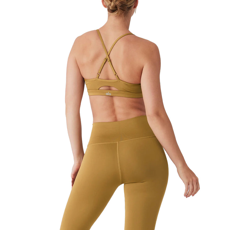 Alo Yoga Women's Airlift Intrigue Bra Golden Olive Branch