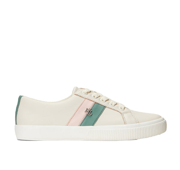 Polo Ralph Lauren Women's Janson II Leather Sneaker Soft White Pink Opal - Hemen Kargoda - Stok Bitirme İndirimi