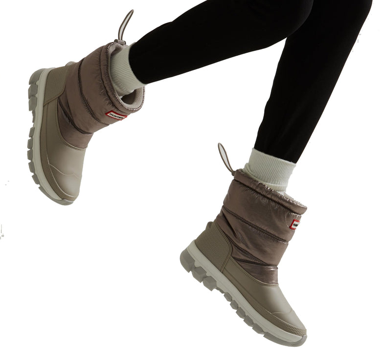 Hunter Women's Insulated Metallic Short Snow Boots Dark Silver/Hail Grey - Hemen Kargoda
