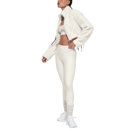 alo Women's Sherpa Cropped Slope Side Jacket Ivory