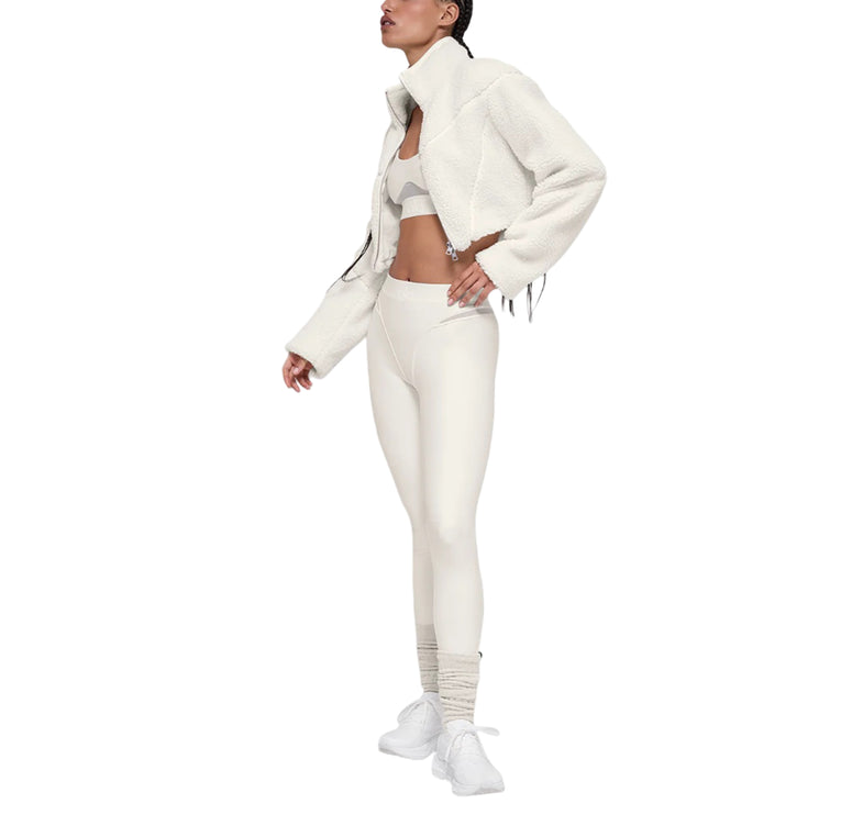alo Women's Sherpa Cropped Slope Side Jacket Ivory