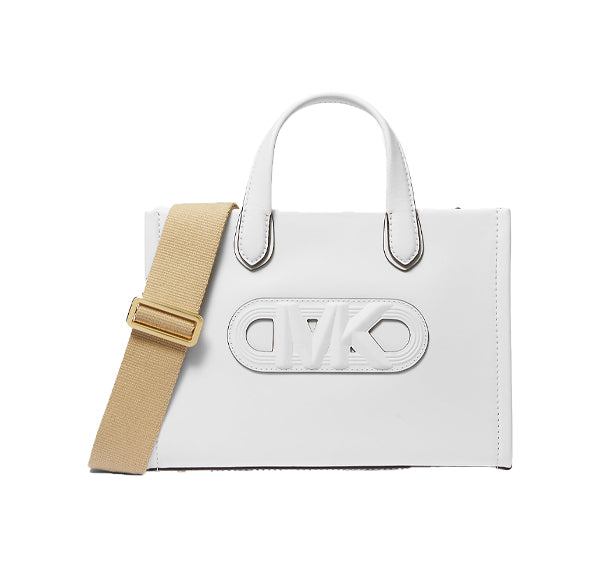 Michael Kors Women's Gigi Small Embossed Leather Messenger Bag Optic White