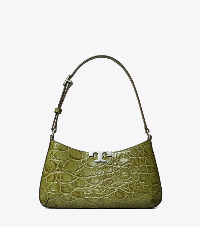 Tory Burch Women's Eleanor Croc-Embossed Slim Shoulder Bag Soft Ivy