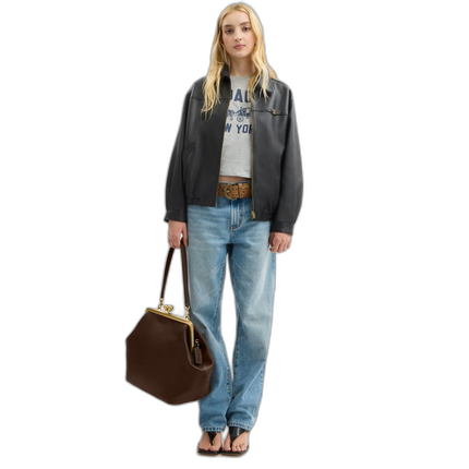 Coach Women's Large Kisslock Frame Bag Brass/Dark Brown