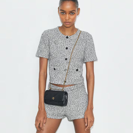 Tory Burch Women's Mini Kira Diamond Quilt Flap Bag Black