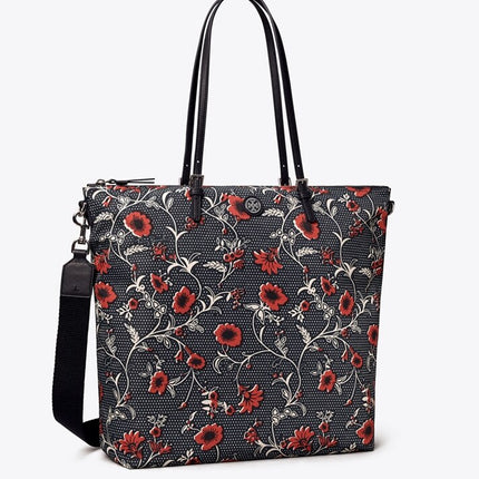Tory Burch Women's Printed Nylon Tote Bag RETRO BLOCK PRINT