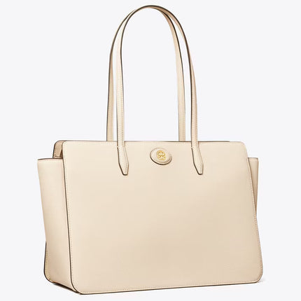 Tory Burch Women's Robinson Pebbled Tote New Cream