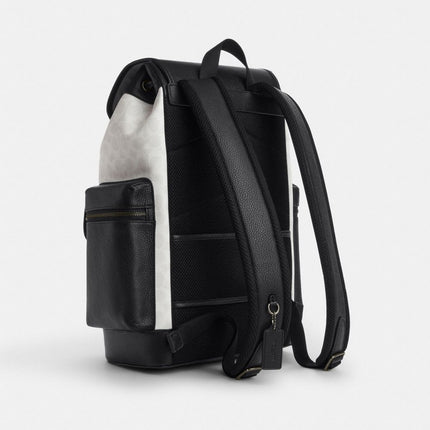 Coach Women's Sprint Backpack In Colorblock Signature Canvas Gunmetal/Chalk/Black