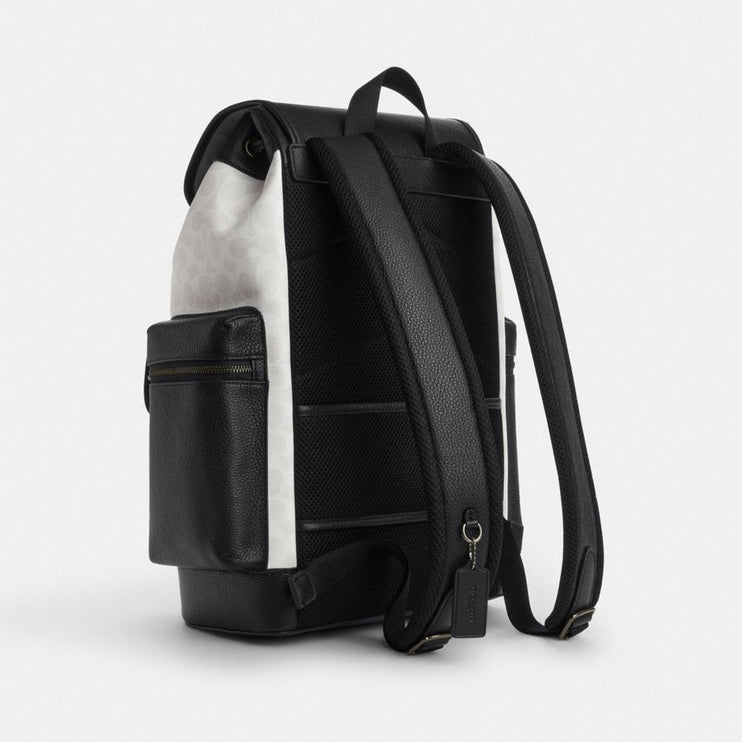 Coach Women's Sprint Backpack In Colorblock Signature Canvas Gunmetal/Chalk/Black