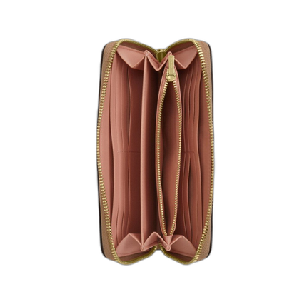 Coach Women's Long Zip Around Wallet In Signature Canvas With Floral Print Gold/Sand Multi