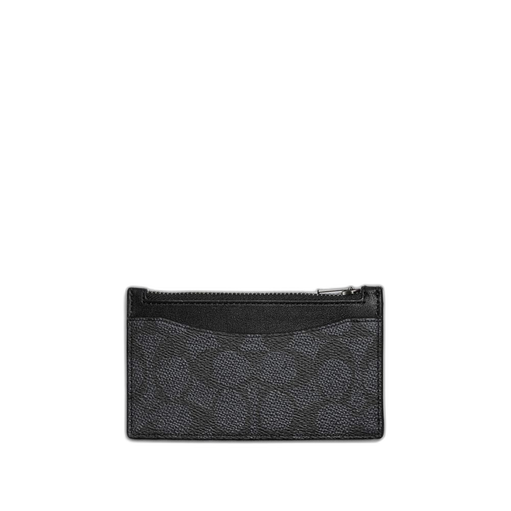 Coach Women's Zip Card Case In Signature Canvas Charcoal