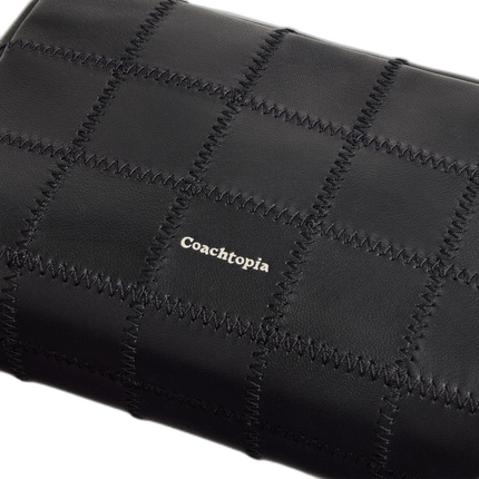 Coach Women's Cosmetic Pouch In Checkerboard Upcrafted Leather Black