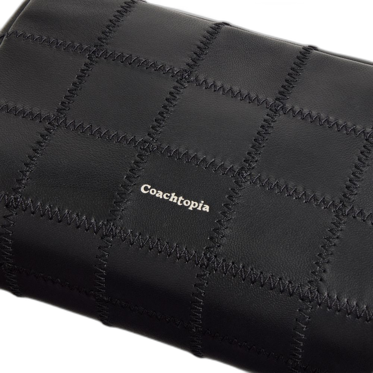 Coach Women's Cosmetic Pouch In Checkerboard Upcrafted Leather Black