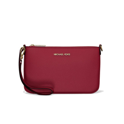 Michael Kors Women's Jet Set Small Pebbled Leather Convertible Wristlet Cherry