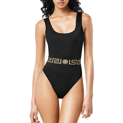 Versace Women's Greca Border One-Piece Swimsuit Black - Hemen Kargoda