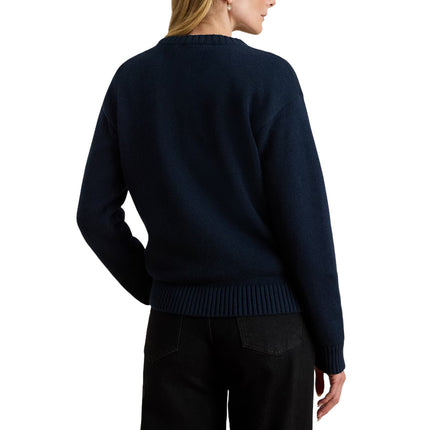 Polo Ralph Lauren Women's Intarsia-Knit Dog Cotton Sweater Lauren Navy