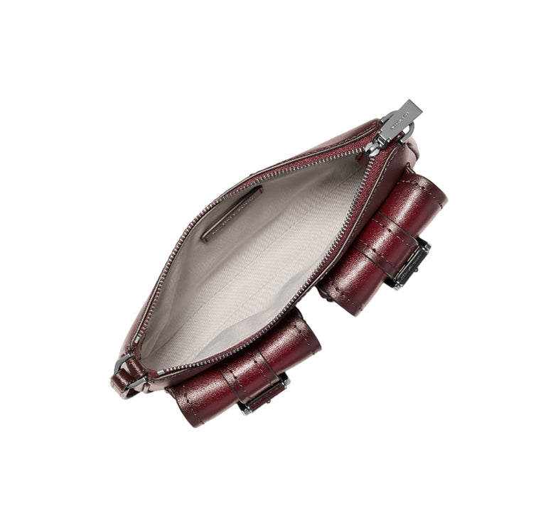 Michael Kors Women's Zoe Small Burnished Leather Pochette Oxblood