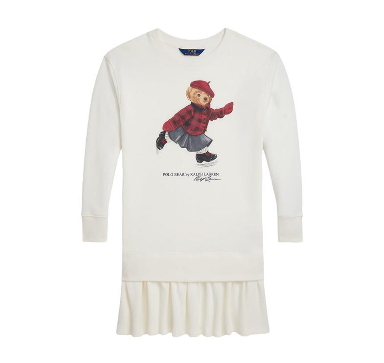 Polo Ralph Lauren Girl's Polo Bear Fleece Dress Trophy Cream
