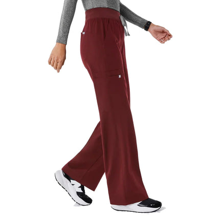 FIGS Women's High Waisted Isabel Wide Leg Scrub Pants Burgundy
