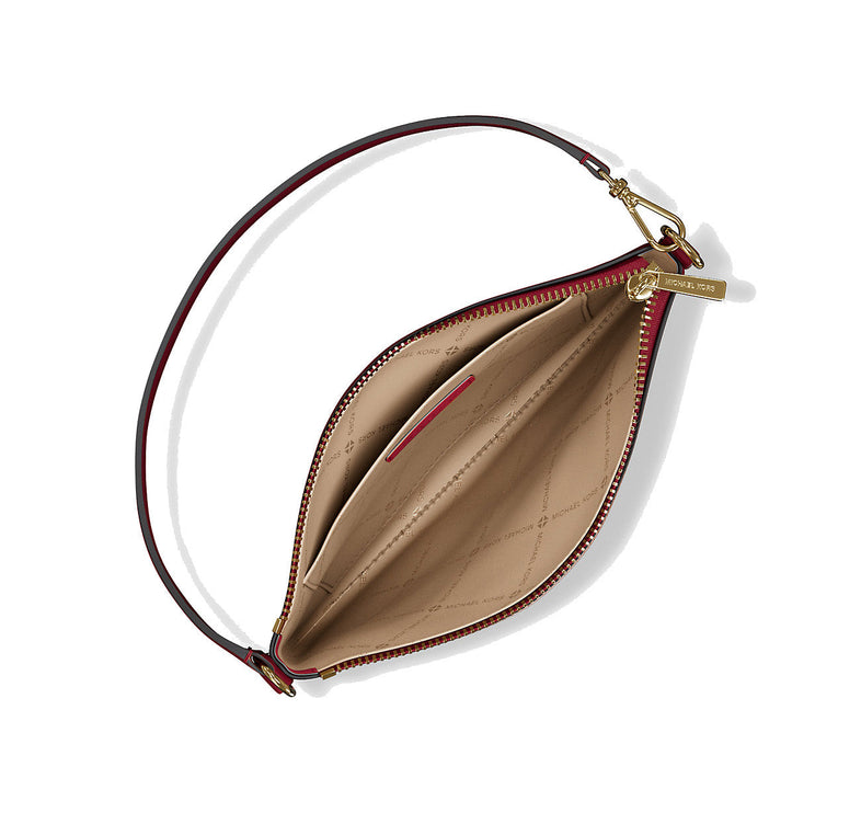 Michael Kors Women's Jet Set Small Pebbled Leather Convertible Wristlet Cherry