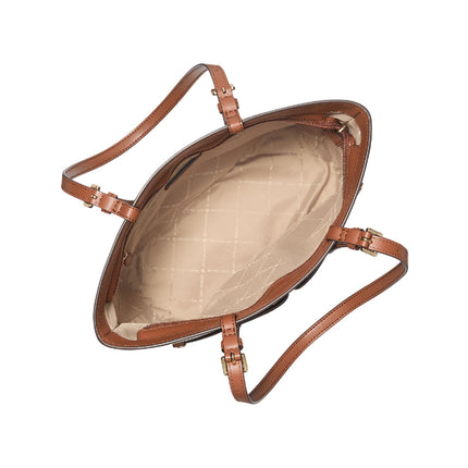 Michael Kors Women's Jet Set Medium Logo Pocket Tote Bag Brown