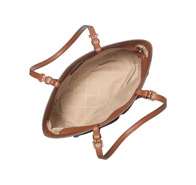 Michael Kors Women's Jet Set Medium Logo Pocket Tote Bag Brown